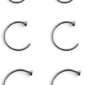 Unisex 6-18pcs 18 Gauge Stainless Steel Nose Hoop Rings - Silver, 6mm-10mm